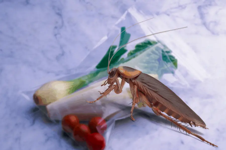 Cockroach on sealed food bag