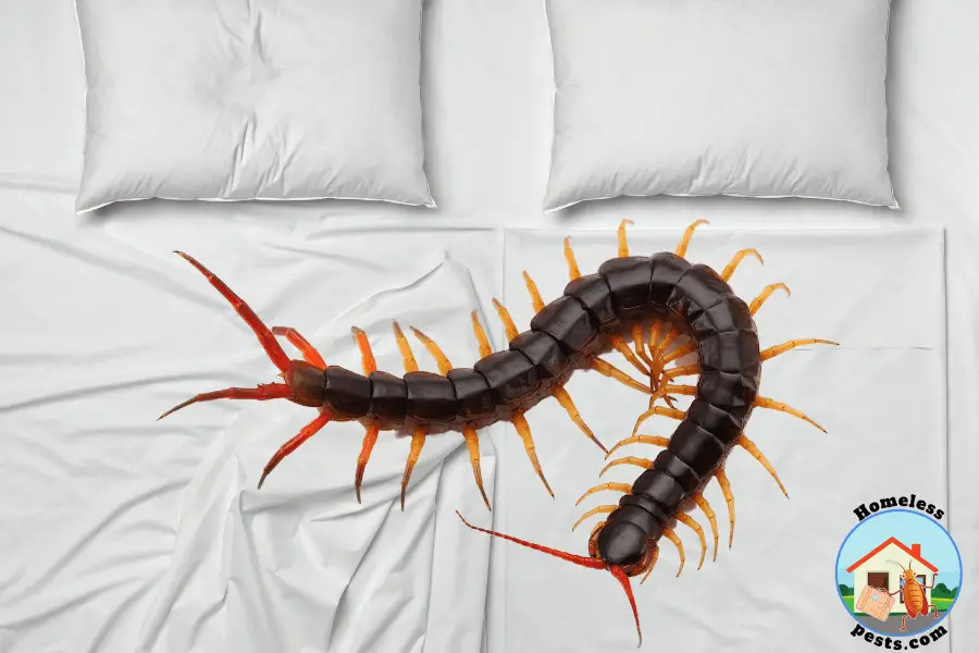 centipede on a bed